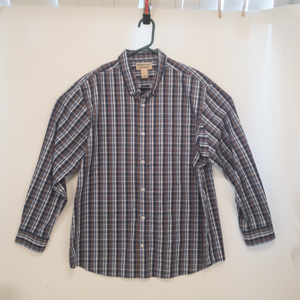 Duluth Trading Co WrinkleFighter Mens XL Plaid Button Down Long Sleeve Shirt - Picture 2 of 10